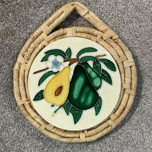 Pear Hot Plate Wall Decor Fruit Themed Wicker Wall Decor